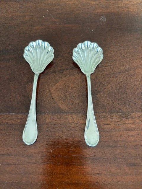 2 Vintage Italian Sterling Silver Shell Tea Caddy Spoons - Image 1 of 2