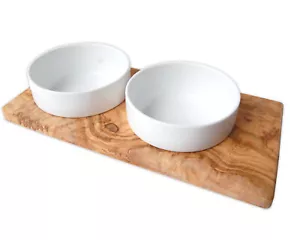 D.O.M. Futterstation DANDY aus Olivenholz mit 2 x 0,4 l-Keramikschale - Bild 1 von 3
