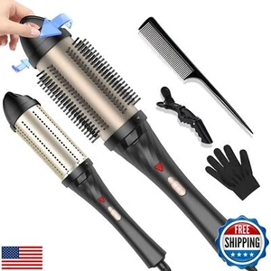 Curling Iron Thermal Brush Ionic Heated Brush Makes Hair Smoother, Dual Volta - Picture 1 of 5