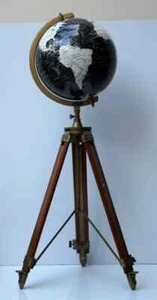 18" Big World Globe Map Royal Antique Ornament With Floor Nautical Tripod Stand - Picture 1 of 6