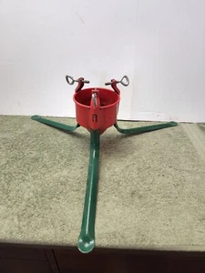 Vintage Christmas Tree Stand Green & Red. - Picture 1 of 7