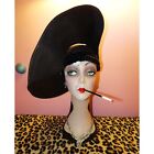 Vintage Black Church Hat with Beads and Sequins Kentucky Derby Avant Garde glam