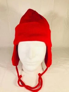 Winter Knit Beanie Red with Ear Covers 100% Acrylic Insulated One Size Fits All - Picture 1 of 2