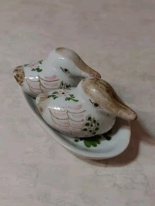 Vtg Handpainted Duckling Salt and Pepper Shakers on Holder READ - Picture 1 of 24