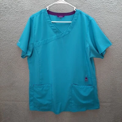 Carhartt Force Scrub Top Womens Extra Large Blue Smock Medical Nurse Dental Vet - Image 1 of 4