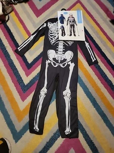 NWT Child Sz S(4-6) Adaptive Skeleton Halloween Costume Seasons Jumpsuit Mask++ - Picture 1 of 7
