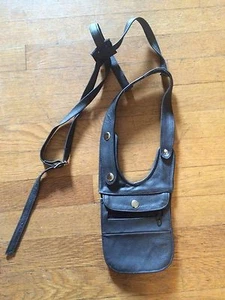 Schwarze Echtleder Schulter Geldbörse Reise Körper Reisepass Geldbörse Halter Verstecken - Bild 1 von 3