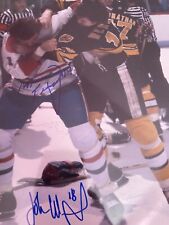 Mario Tremblay & John Wensink Dual Signed 8X10 Fight Photo - Canadiens, Bruins