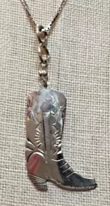 Sterlingsilber Stiefelkette markiert dreifache Dreiecke Delta mit Kette Vintage - Bild 1 von 3