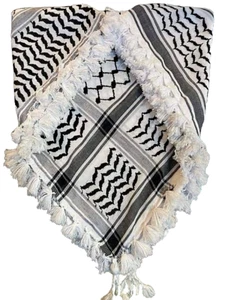 100 % Baumwolle Fransen Schal Shemagh Keffiyeh arabisch palästinensisch Militär Armee Halstuch - Bild 1 von 14
