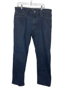 Pantalones de mezclilla Gap para hombre de pierna recta talla 36 azul lavado oscuro denim medida 36x30 - Imagen 1 de 7