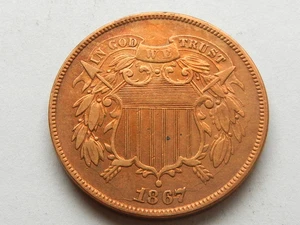 1867 two cent piece old copper US coin - Picture 1 of 2
