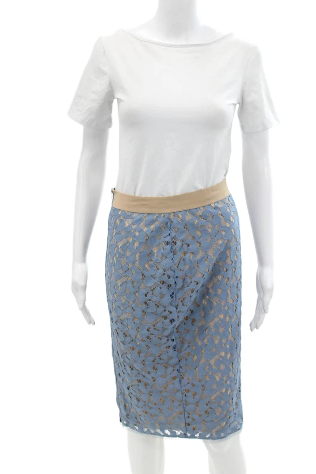 BCBG Max Azria Womens Bess Knee Length Pencil Skirt Shadow Blue Size Extra Small - Image 1 of 4