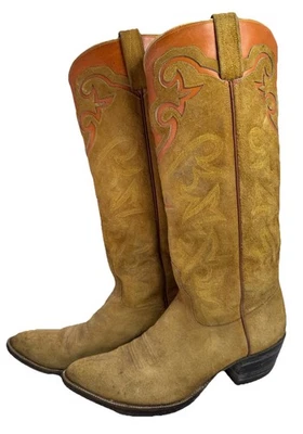 Botas vaqueras de gamuza occidentales Ryon’s Fort Worth personalizadas de colección con incrustación naranja 9D Foto 1 de 4