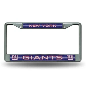 Rico NFL New York Giants Bling Chrome License Plate Frame with Glitter Accent - Picture 1 of 7