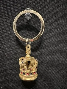 Westminster Abbey Royal Crown Keychain Goldtone Metal Crystals Souvenir Keyring - Picture 1 of 7