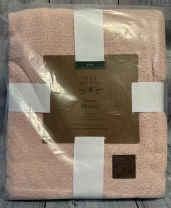 Bee & Willow Home King Cotton Blanket 102x90 Pink Natural Fibers 100% Cotton - Picture 1 of 4