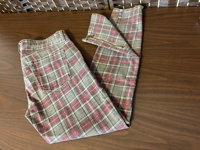 Current Elliott The Soho Zip Stiletto Jeans Red Plaid SZ 28 Goth Emo Grunge Girl - Image 1 of 4