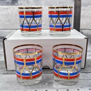 Fabriko Set of 4 Christmas Drum Patriotic Drinking Cocktail Glasses 3043 - Picture 1 of 12