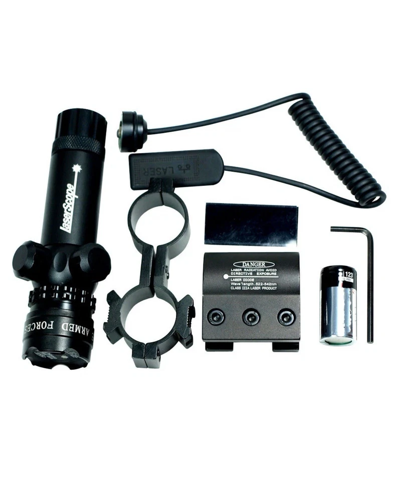 Pistola de rifle mira laser mira telescópica ponto vermelho com trilho de interruptores - conjunto de caixa de montagem em cano - Imagem 1 de 4