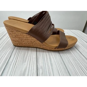 Teva 1010909 Arrabelle Brown Leather Wedge Slip On Sandal Shoes Women's 8 Summer - Picture 1 of 9