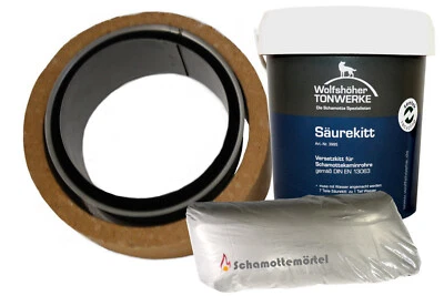 Schornsteinanschluss Varianten Doppelwandfutter Säurekitt Schamottemörtel 3 kg - Bild 1 von 4
