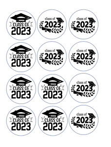 set of 12 graduation 2023, edible paper, cupcake cookie toppers CHOOSE SIZE