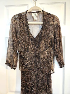 I.C.E 100% Silk Maxi Dress Womens 14 Floral Beaded Sleeveless Matching Cardigan - Picture 1 of 7