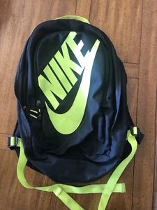 Nike Backpack Black Neon Green School Sports Recreation Laptop Tablet Padded - Picture 1 of 5