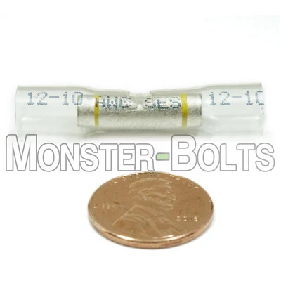 NSPA OptiSeal Heat Shrink Sealed Butt Connectors, Clear Yellow Stripe 12-10 AWG - Image 1 of 4