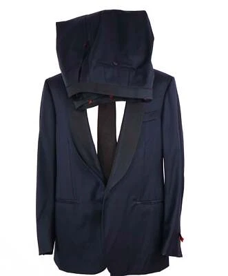 $5,000 Isaia Navy Textured Shawl lapel Wool Tuxedo Suit 44R 8R - Image 1 of 4