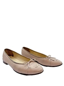 Chanel Beige Leather CC Ballet Flats - Picture 1 of 7