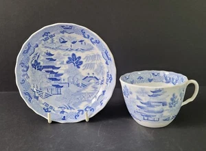 MILES MASON Cup and Saucer, Blue and white Chinoiserie Pattern, C 1810 VGC - Picture 1 of 17