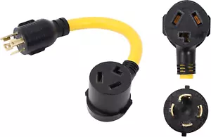 NEMA L14-30P to 10-30R 240V 30 Amp 4 Prong Twist Lock Male Plug to 3 Prong Femal - Picture 1 of 12