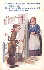 Cartolina Art Comic Bamforth Umorismo Vecchia e Vagabondo c1910 P241 - Foto 1 di 2