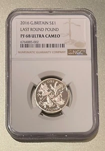2016 Great Britain UK £1 Silver Proof Last Round Pound NGC PF68 - Picture 1 of 3