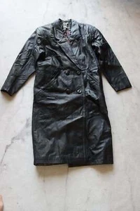 Vintage G III Global Identity Genuine Leather Trench Coat Padded Shoulder M - Picture 1 of 5