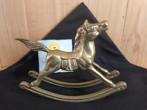 ROCKING HORSE Figurine 8" Solid Brass Equestrian Toy Circus Flying Tail - Picture 1 of 6