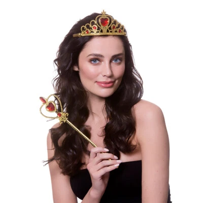 Ladies Crown Tiara & Sceptre Queen Hearts Platinum Jubilee Royal Fancy Dress  - Image 1 of 4