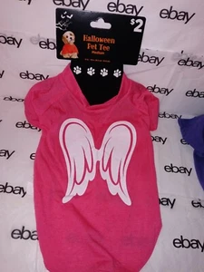 Pet Tee Medium Pink TShirt White. Angel Wings  1Halloween Costume New - Picture 1 of 2