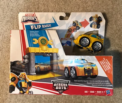 Transformers Rescue Bots Bumblebee Quick Launch Garage Flip Racers Playskool NEW - Image 1 of 4