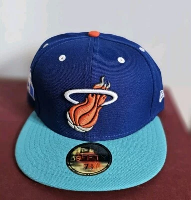 Miami Heat New Era 59FIFTY HWC Rare Light Blue Fitted Cap Hat Size 7 5/8 - Image 1 of 4