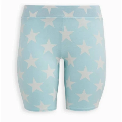 Nuevo Torrid 0 (0X talla 12) 9" Entrepierna Azul Estrella Tatuaje Estampado Elastizado Bicicleta Pantalones Cortos Foto 1 de 2