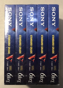 5 Pack Sony Standard Grade T-120 VF 6 Hours Blank VHS VCR Tapes Sealed New - Picture 1 of 4