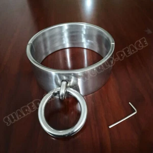 Heavy Stainless Steel 6cm Height Large Ring Male Female Neck Restraint Collar - Picture 1 of 3