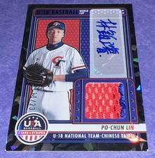 Po-Chun Lin 2023 Panini Stars Stripes USA World Cup #ed 11/23 Cracked Ice Auto