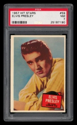 PSA 7 1957 Topps Hit Stars Elvis Presley #59 Rookie Card Rock & Roll Music King - Image 1 of 2