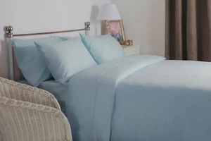 Belledorm 100% Brushed Cotton Flannelette Bed Linen in Blue All Sizes 175gsm - Picture 1 of 1
