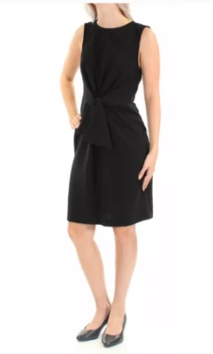 Vestido negro Bar III para mujer talla XXS cintura con lazo en negro Foto 1 de 4