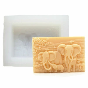 Elephant Family Making Mould Silicone Soap Candle Mold Craft Handmade DIY Molds - Foto 1 di 6